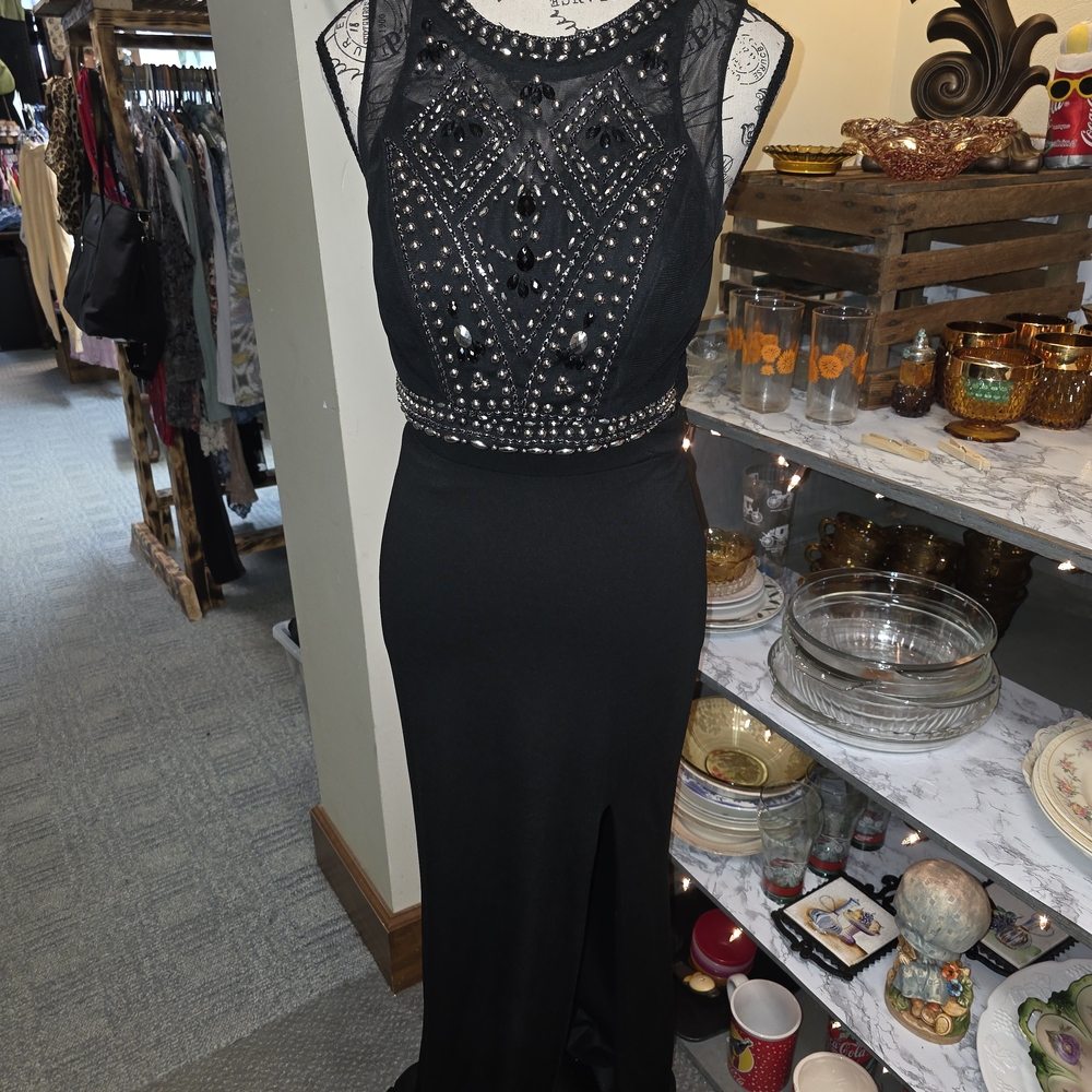 City Studio Black 2 Pc Formal Prom Beaded Maxi Dress